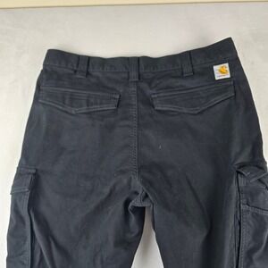Carhartt Mens Rugged Flex Relaxed Fit Black Canvas Cargo Work Pants 36x32